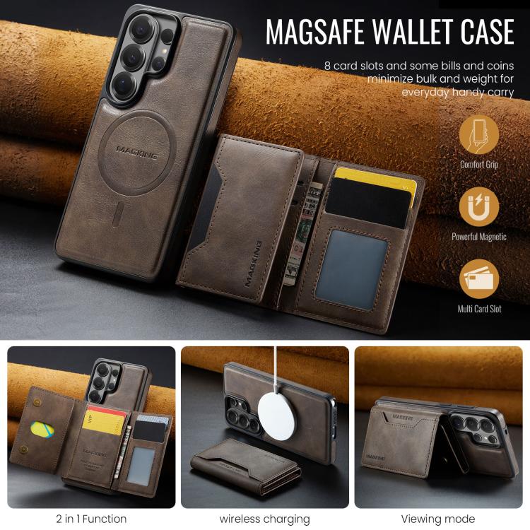 For Samsung Galaxy S26 Ultra 5G MAGKING K2 Series MagSafe RFID Card Bag Detachable Phone Case