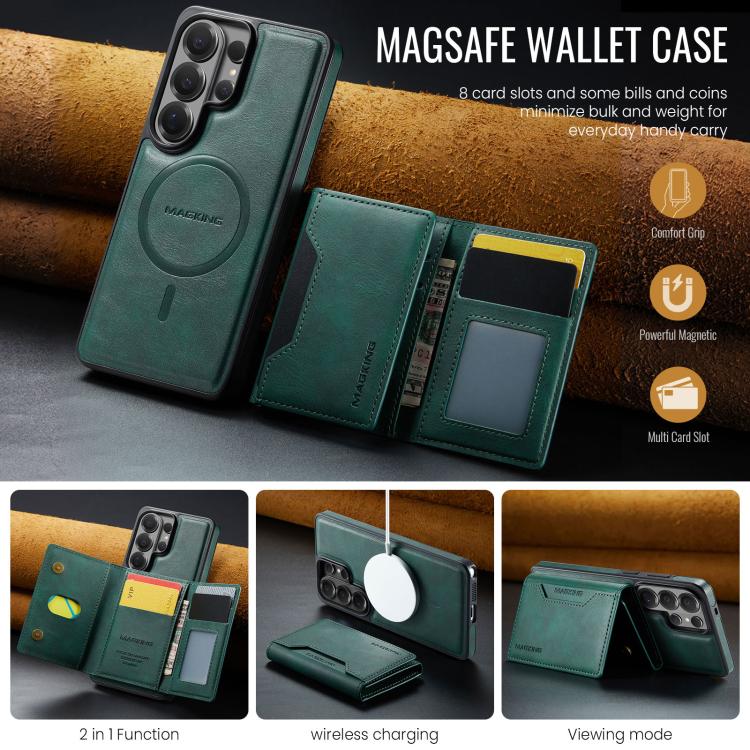For Samsung Galaxy S26 Ultra 5G MAGKING K2 Series MagSafe RFID Card Bag Detachable Phone Case