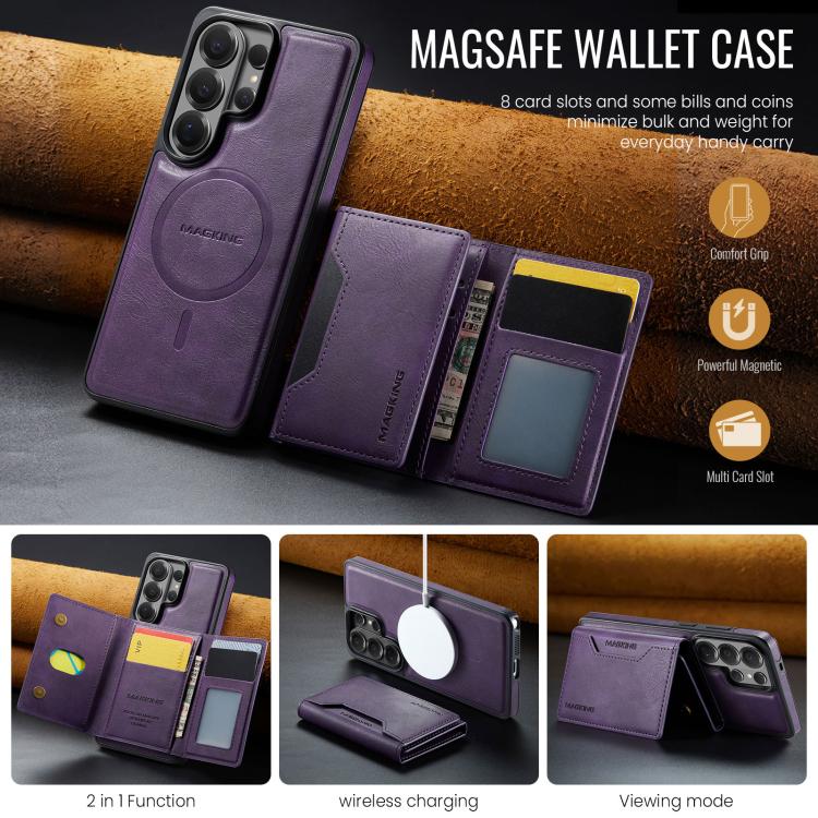 For Samsung Galaxy S26 Ultra 5G MAGKING K2 Series MagSafe RFID Card Bag Detachable Phone Case