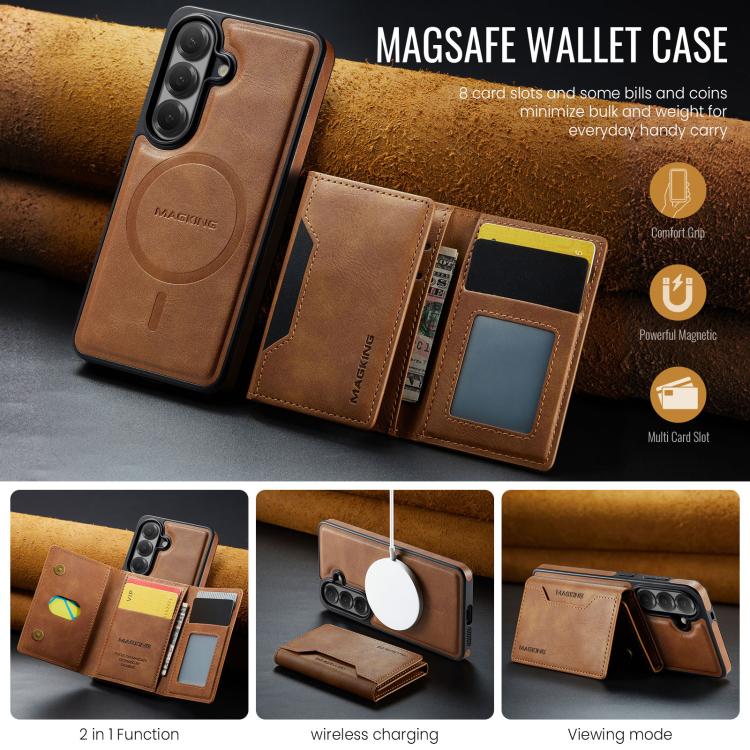 For Samsung Galaxy S26 5G MAGKING K2 Series MagSafe RFID Card Bag Detachable Phone Case