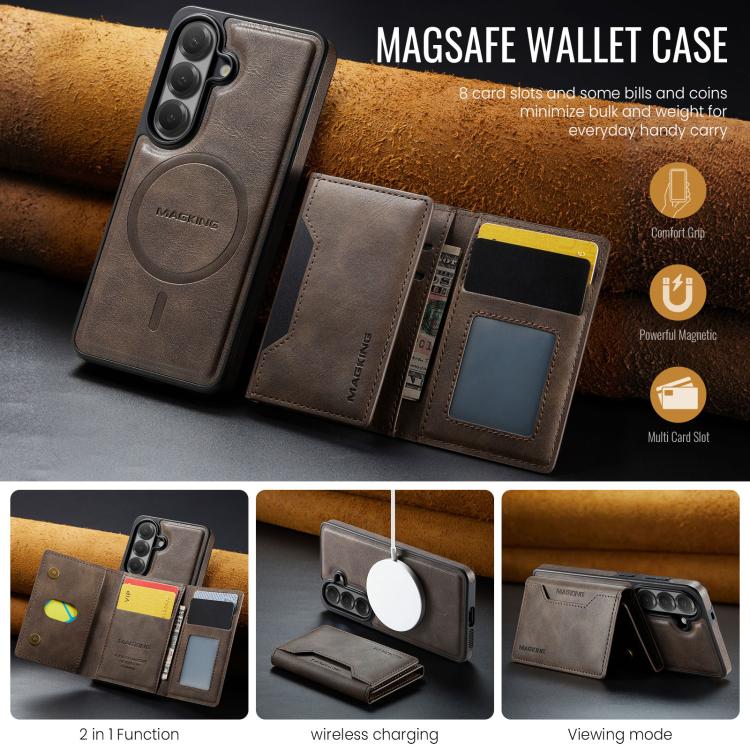 For Samsung Galaxy S26 5G MAGKING K2 Series MagSafe RFID Card Bag Detachable Phone Case