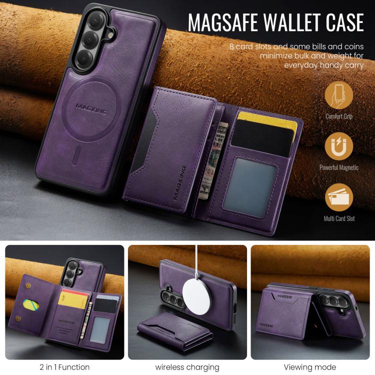For Samsung Galaxy S26 5G MAGKING K2 Series MagSafe RFID Card Bag Detachable Phone Case