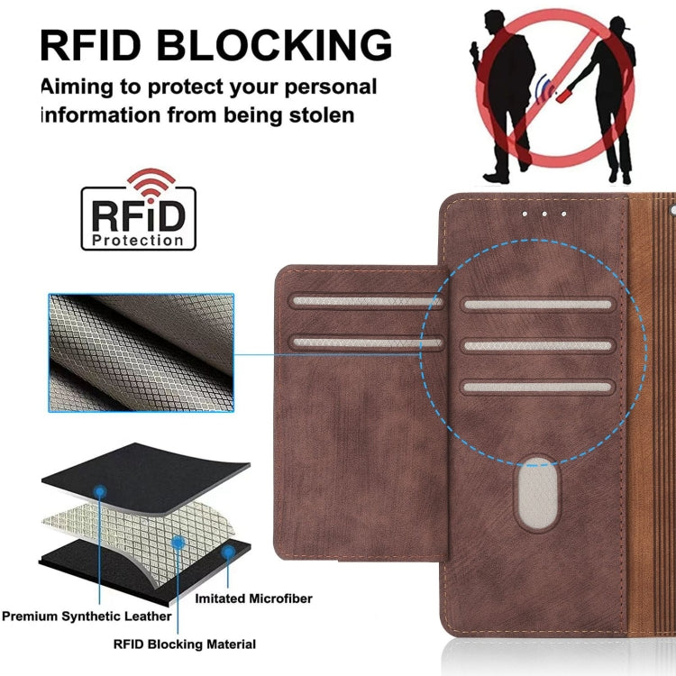 For iPhone 14 Plus POLA Dual-color Zipper Wallet RFID Leather Phone Case