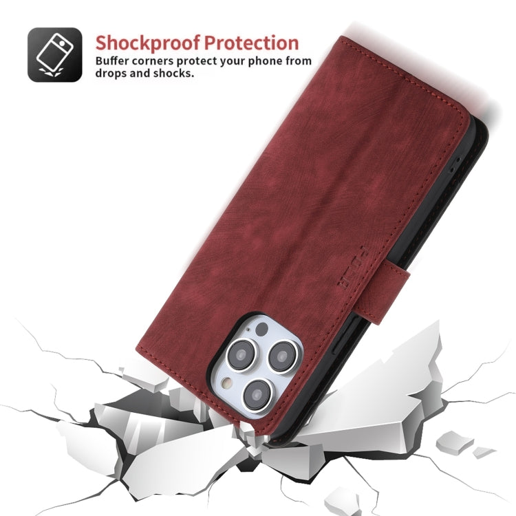 For iPhone 14 POLA Dual-color Zipper Wallet RFID Leather Phone Case