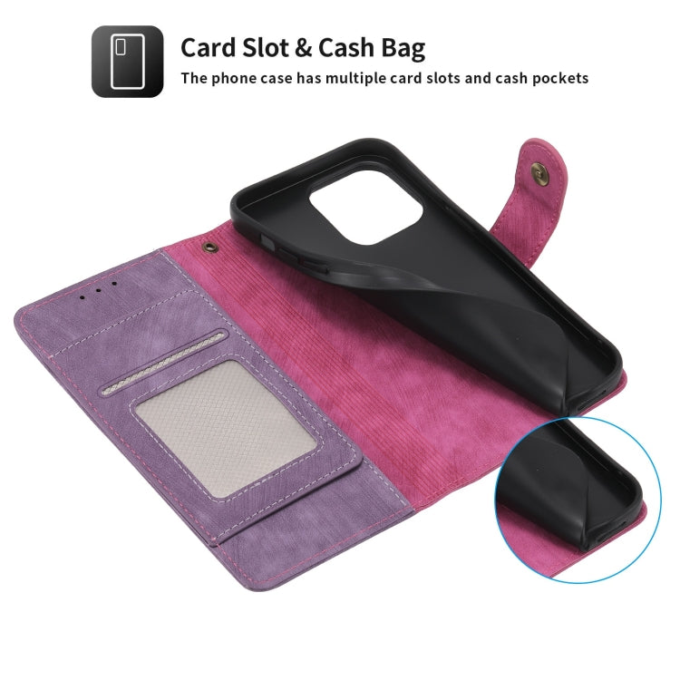 For iPhone 13 Pro POLA Dual-color Zipper Wallet RFID Leather Phone Case