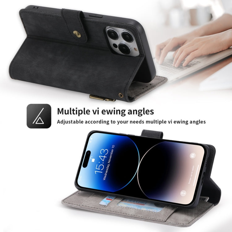 For iPhone 13 POLA Dual-color Zipper Wallet RFID Leather Phone Case