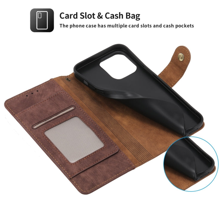For iPhone 13 POLA Dual-color Zipper Wallet RFID Leather Phone Case