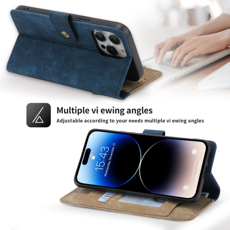 For iPhone 12 Pro Max POLA Dual-color Zipper Wallet RFID Leather Phone Case