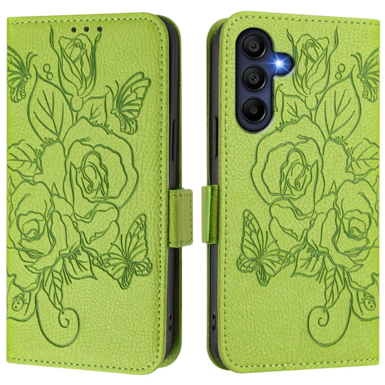 For Samsung Galaxy A16 Embossed Rose RFID Anti-theft Leather Phone Case