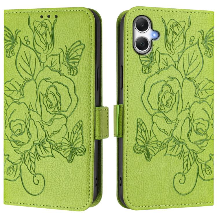 For Samsung Galaxy A07 4G Embossed Rose RFID Anti-theft Leather Phone Case