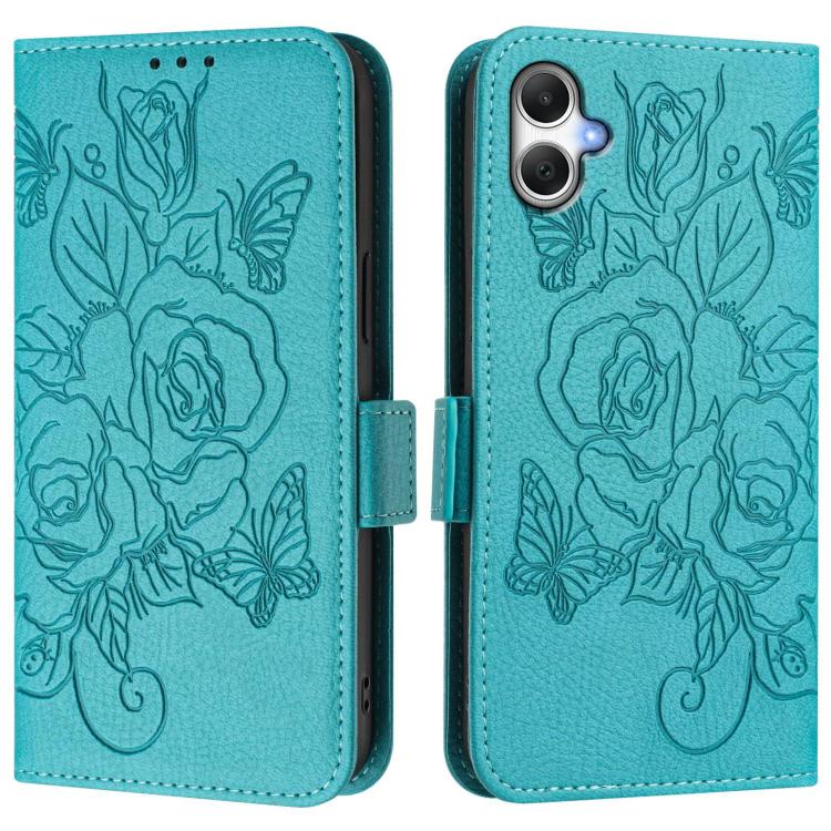 For Samsung Galaxy A07 4G Embossed Rose RFID Anti-theft Leather Phone Case