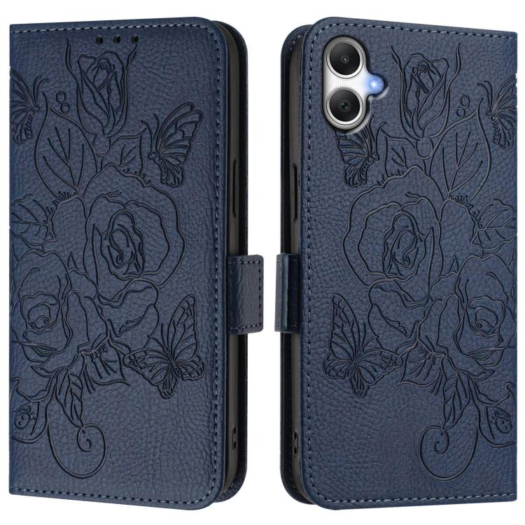 For Samsung Galaxy A07 4G Embossed Rose RFID Anti-theft Leather Phone Case
