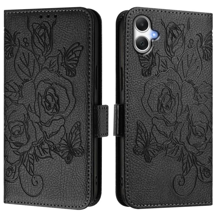 For Samsung Galaxy A07 4G Embossed Rose RFID Anti-theft Leather Phone Case