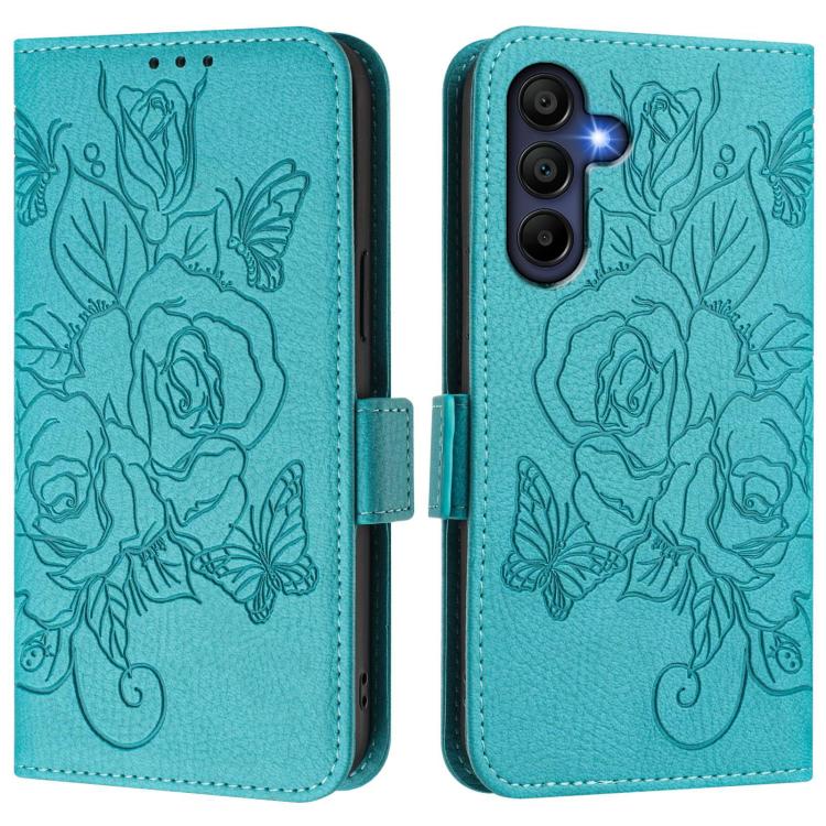 For Samsung Galaxy A17 4G Embossed Rose RFID Anti-theft Leather Phone Case