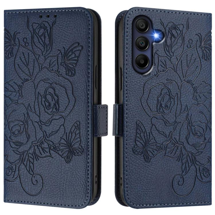 For Samsung Galaxy A17 4G Embossed Rose RFID Anti-theft Leather Phone Case