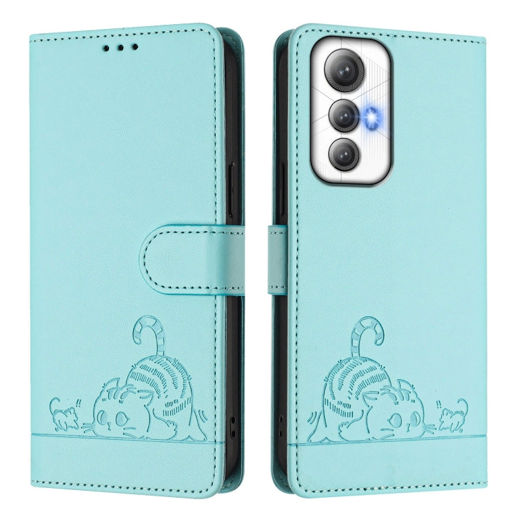 For Cubot Max 5 Cat Rat Embossed Pattern RFID Leather Phone Case with Lanyard