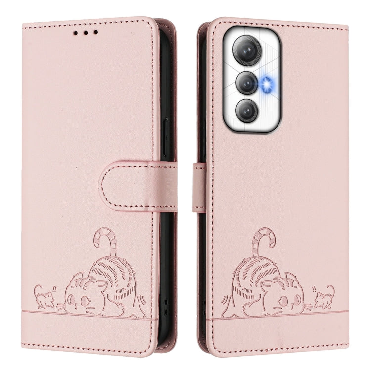 For Cubot Max 5 Cat Rat Embossed Pattern RFID Leather Phone Case with Lanyard