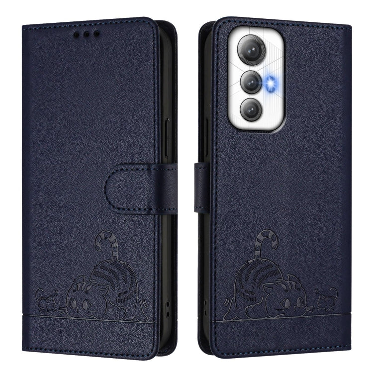 For Cubot Max 5 Cat Rat Embossed Pattern RFID Leather Phone Case with Lanyard