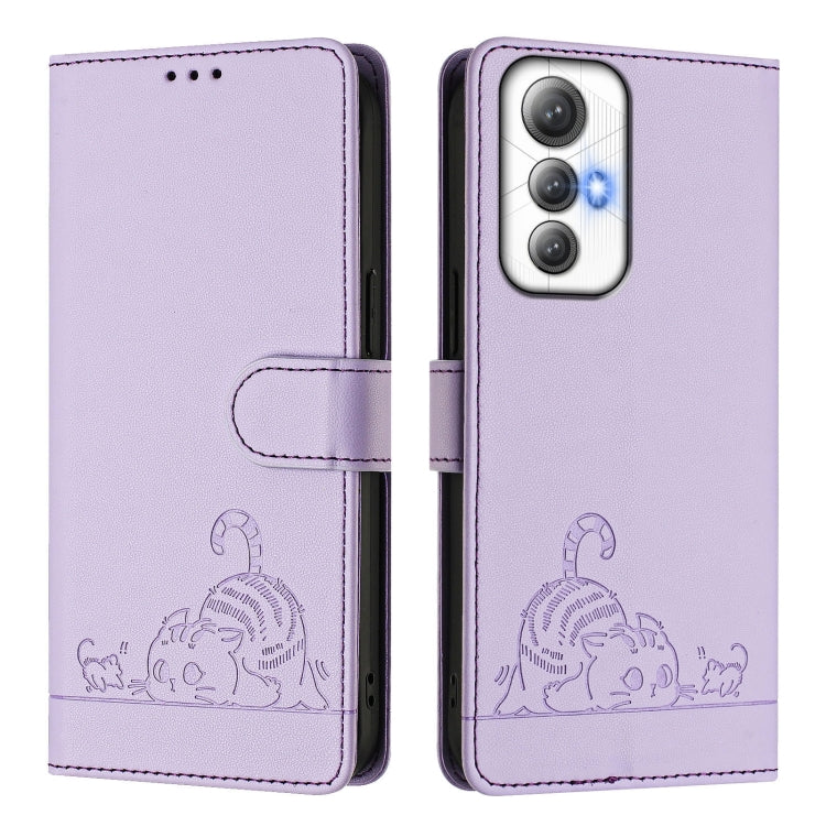 For Cubot Max 5 Cat Rat Embossed Pattern RFID Leather Phone Case with Lanyard