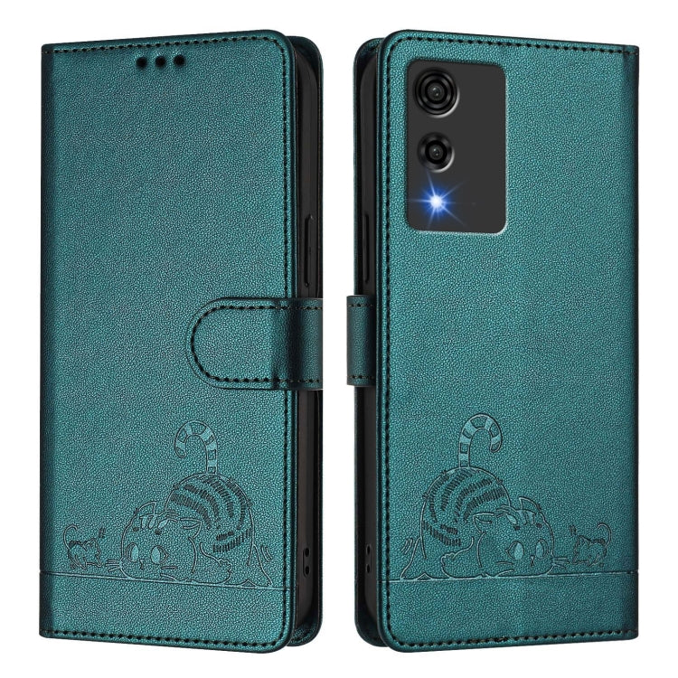 For Cubot A10 Cat Rat Embossed Pattern RFID Leather Phone Case with Lanyard