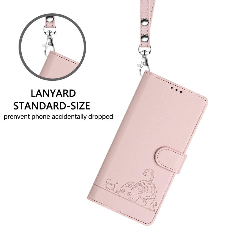 For Cubot P90 Cat Rat Embossed Pattern RFID Leather Phone Case with Lanyard