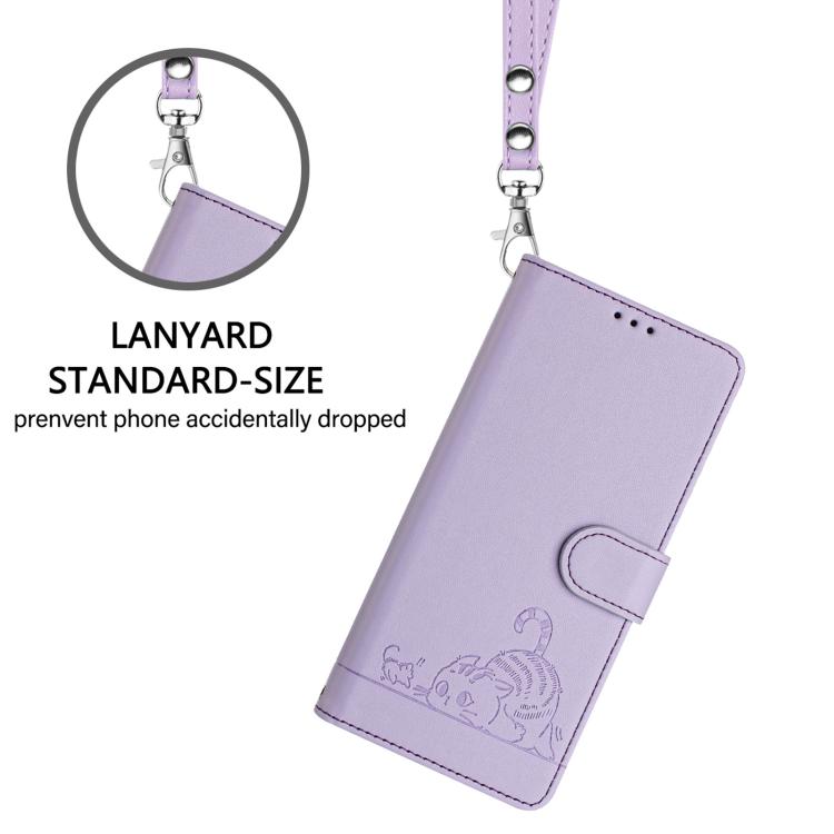 For Cubot P90 Cat Rat Embossed Pattern RFID Leather Phone Case with Lanyard