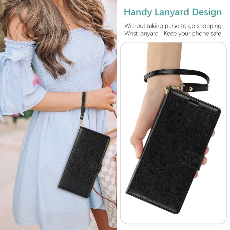 For iPhone 16 Peony Flowers Imprint Leather Phone Case