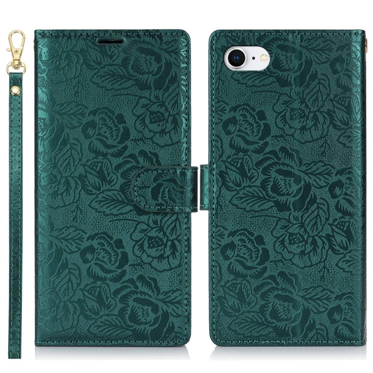 For iPhone 7 / 8 / SE 2022 Peony Flowers Imprint Leather Phone Case