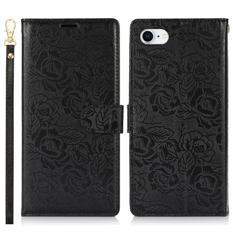 For iPhone 7 / 8 / SE 2022 Peony Flowers Imprint Leather Phone Case
