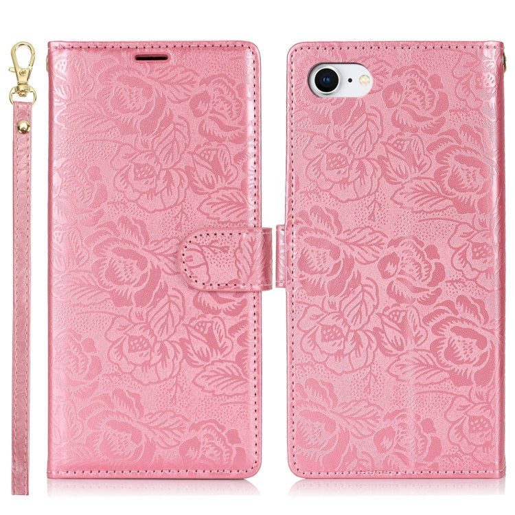 For iPhone 7 / 8 / SE 2022 Peony Flowers Imprint Leather Phone Case