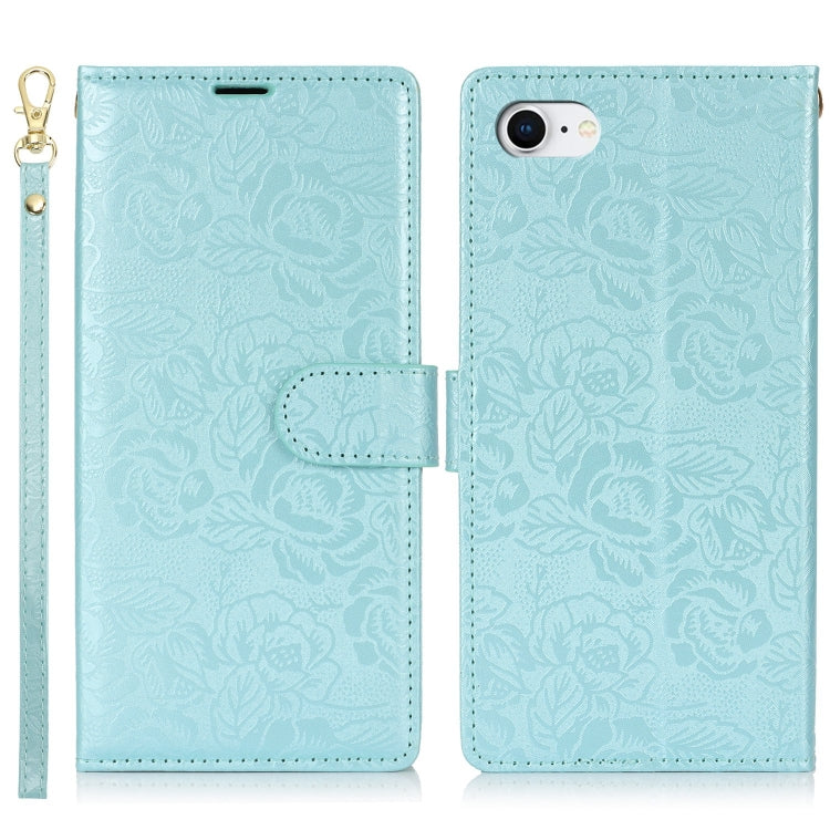 For iPhone 7 / 8 / SE 2022 Peony Flowers Imprint Leather Phone Case