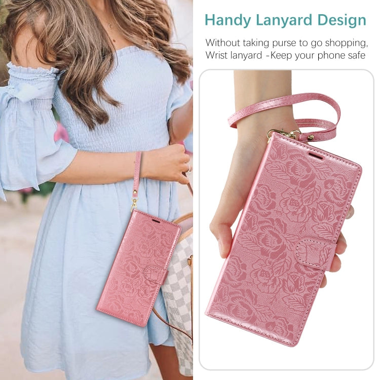 For iPhone 13 mini Peony Flowers Imprint Leather Phone Case