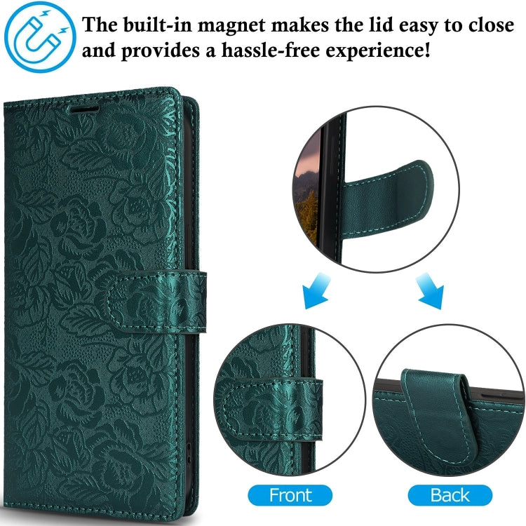For iPhone 11 Pro Max Peony Flowers Imprint Leather Phone Case
