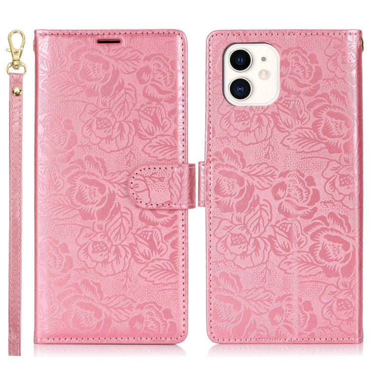 For iPhone 11 Peony Flowers Imprint Leather Phone Case