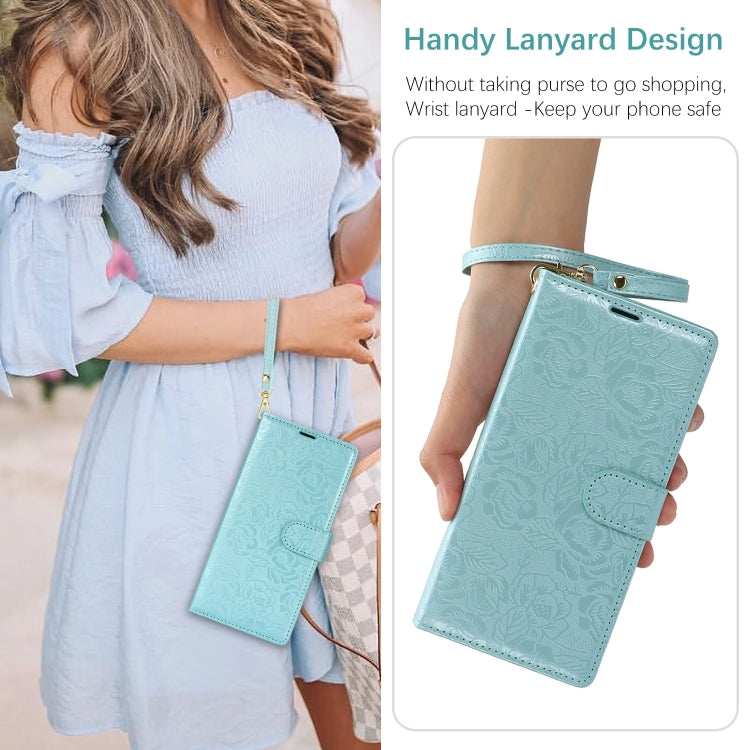For iPhone 11 Pro Peony Flowers Imprint Leather Phone Case