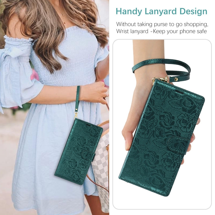 For iPhone XS Max Peony Flowers Imprint Leather Phone Case
