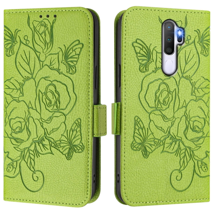 For OPPO A9 4G / A5 4G / A11 4G Embossed Rose RFID Anti-theft Leather Phone Case