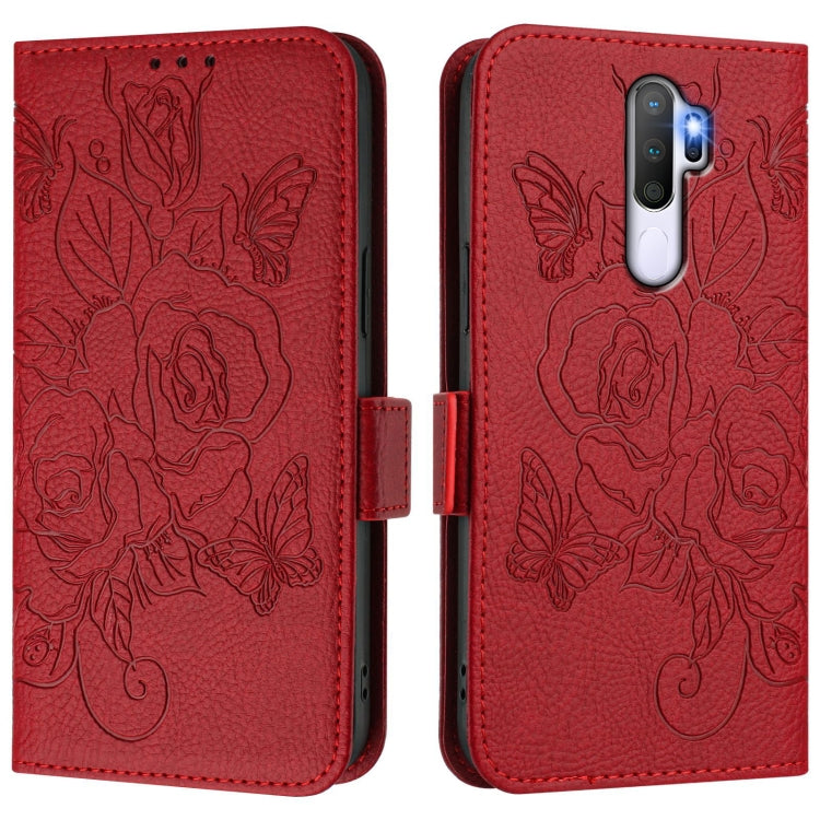 For OPPO A9 4G / A5 4G / A11 4G Embossed Rose RFID Anti-theft Leather Phone Case