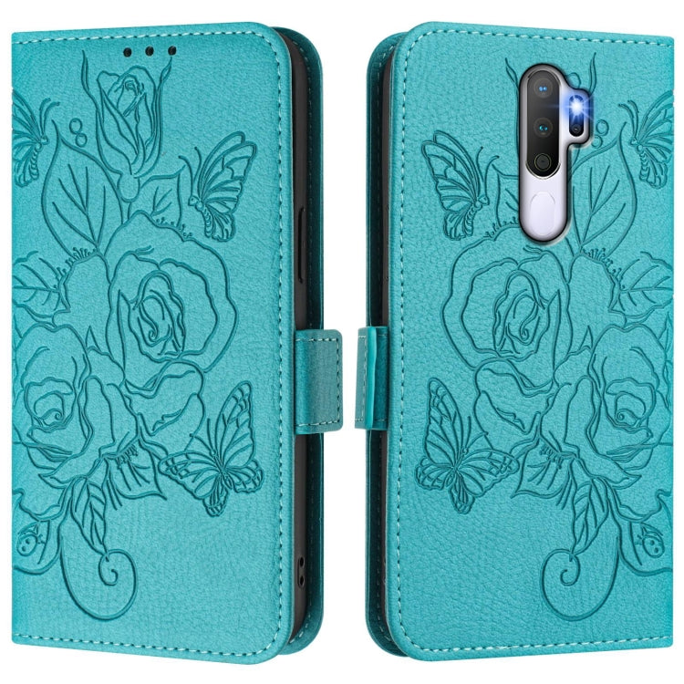 For OPPO A9 4G / A5 4G / A11 4G Embossed Rose RFID Anti-theft Leather Phone Case