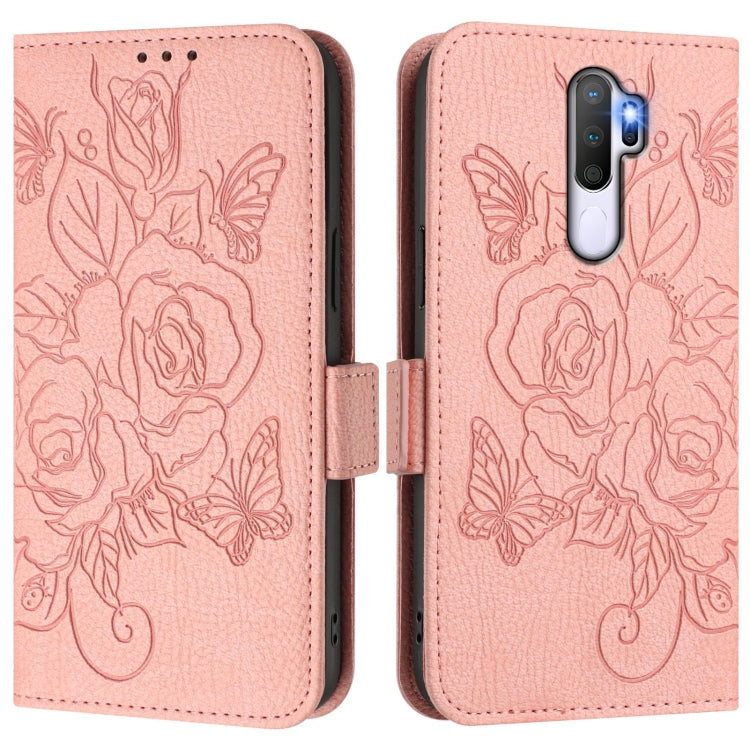 For OPPO A9 4G / A5 4G / A11 4G Embossed Rose RFID Anti-theft Leather Phone Case