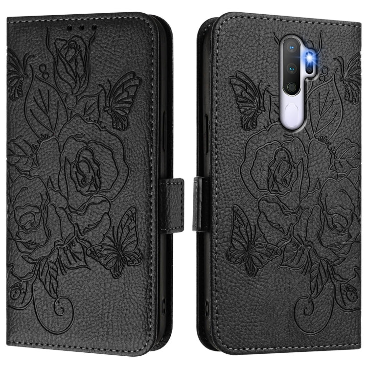 For OPPO A9 4G / A5 4G / A11 4G Embossed Rose RFID Anti-theft Leather Phone Case
