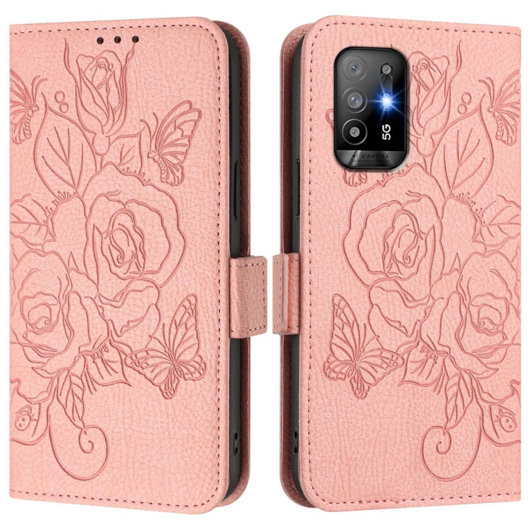 For OPPO A94 5G Global / Reno5 Z Embossed Rose RFID Anti-theft Leather Phone Case