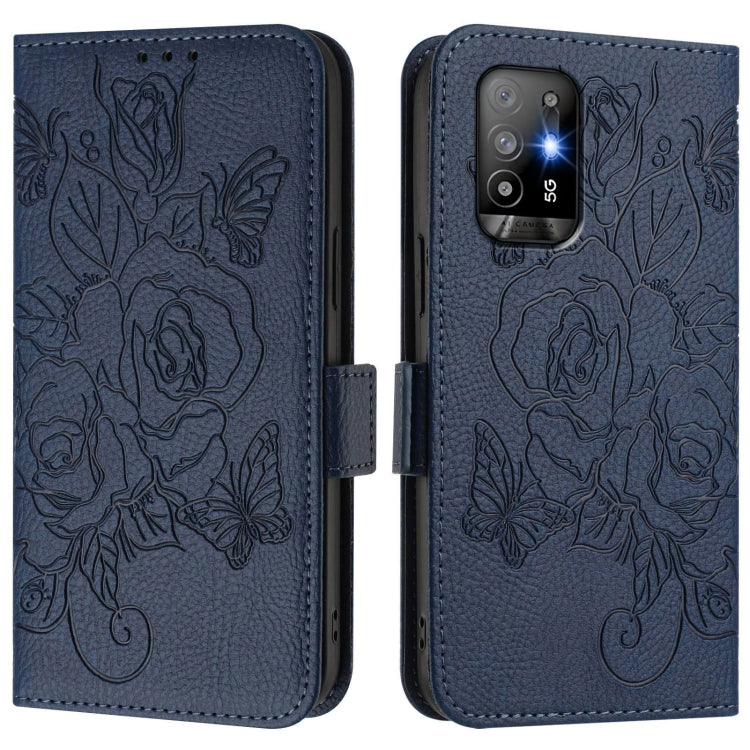 For OPPO A94 5G Global / Reno5 Z Embossed Rose RFID Anti-theft Leather Phone Case