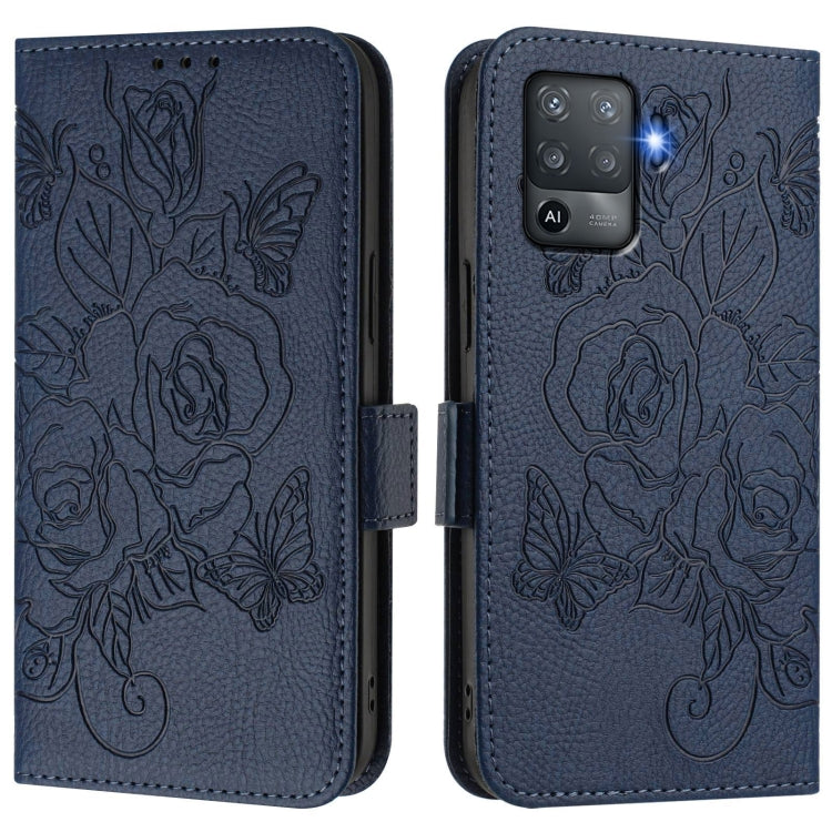 For OPPO F19 Pro / Reno5 F / Reno5 Lite Embossed Rose RFID Anti-theft Leather Phone Case