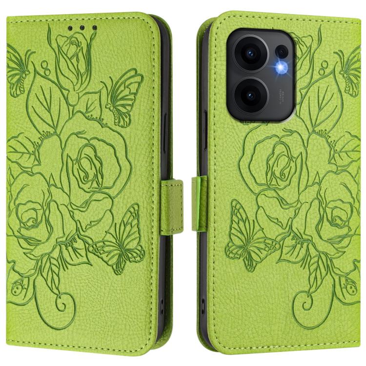 For OPPO Reno13 F 5G Embossed Rose RFID Anti-theft Leather Phone Case