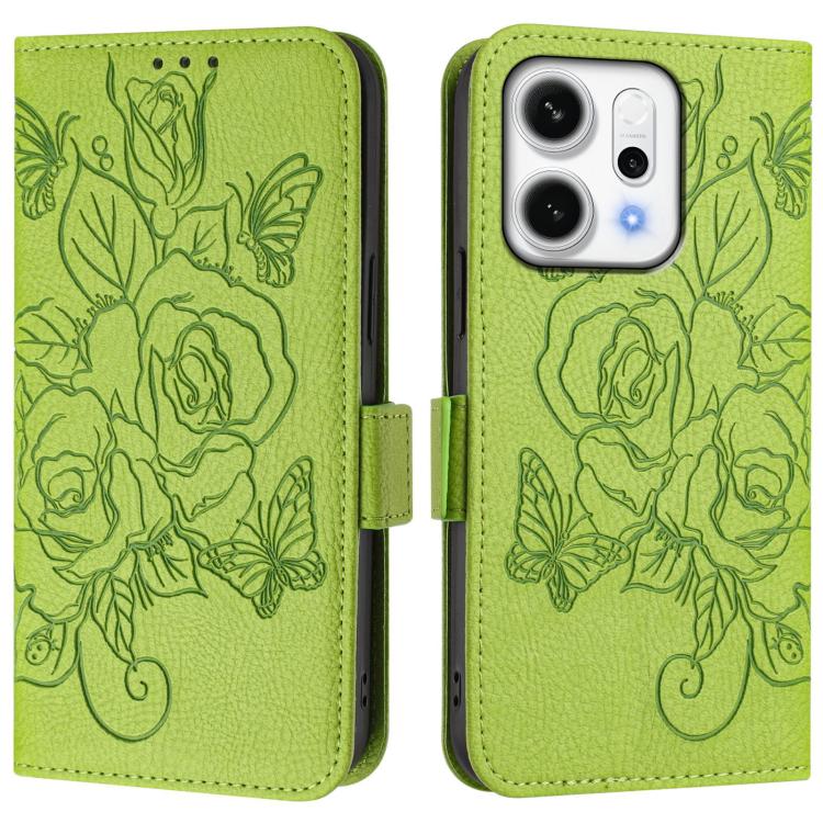 For OPPO Reno14 Global Embossed Rose RFID Anti-theft Leather Phone Case