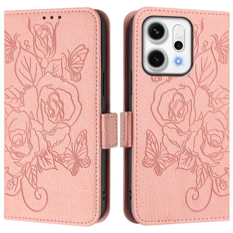 For OPPO Reno14 Global Embossed Rose RFID Anti-theft Leather Phone Case