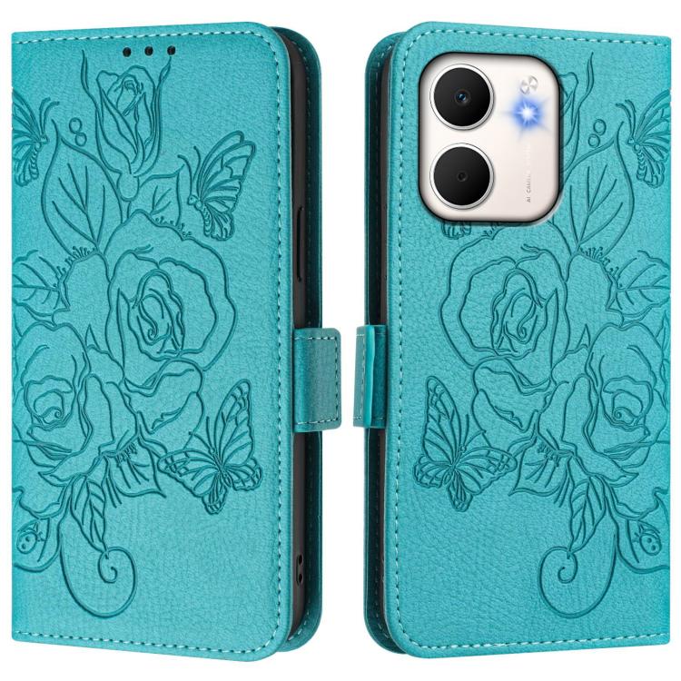 For OPPO A5x 5G / 4G Global Embossed Rose RFID Anti-theft Leather Phone Case