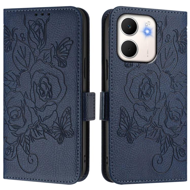 For OPPO A5x 5G / 4G Global Embossed Rose RFID Anti-theft Leather Phone Case