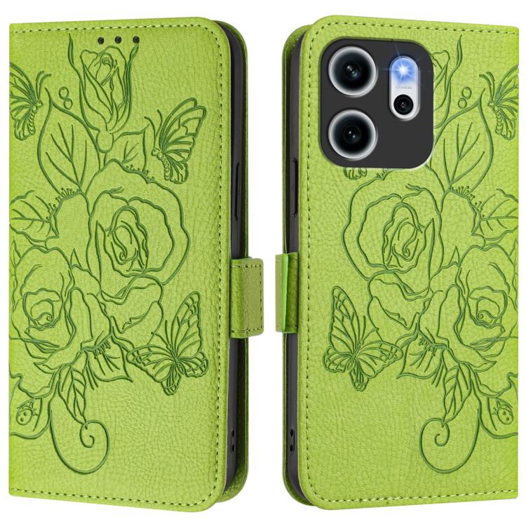 For OPPO Reno14 F 5G Embossed Rose RFID Anti-theft Leather Phone Case